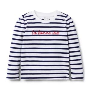 Janie and Jack Navy and White Striped Long Sleeve Tee